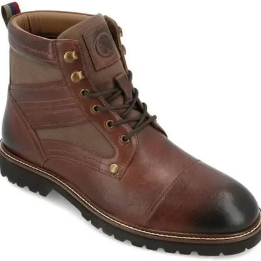 (T-4364) Thomas And Vine Mens Feron Flat Heel Lace Up Boots Sz 8.5
